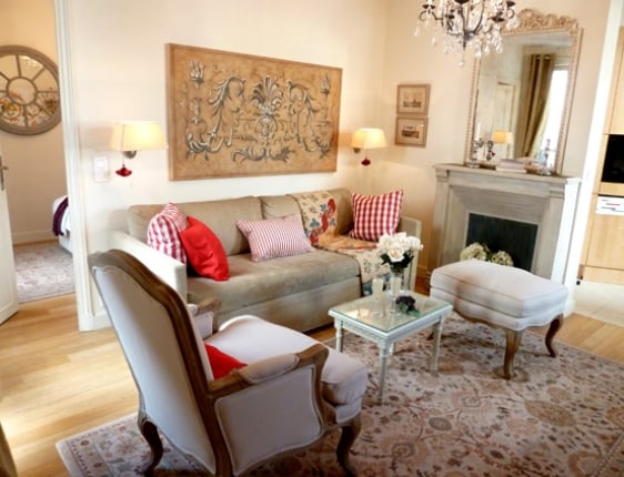 Entry towards french country style living room
